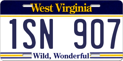 WV license plate 1SN907
