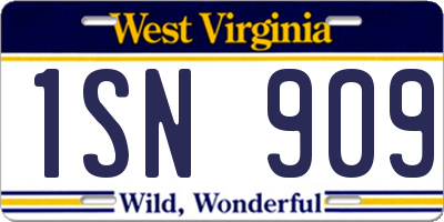 WV license plate 1SN909