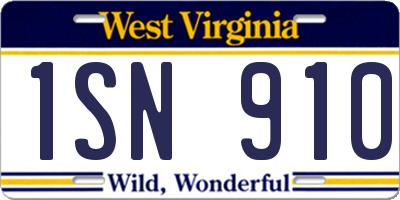 WV license plate 1SN910