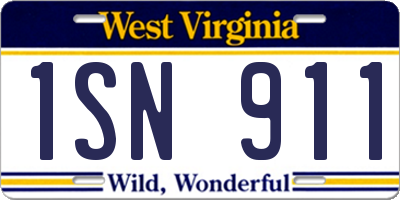 WV license plate 1SN911