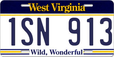 WV license plate 1SN913