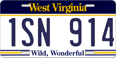 WV license plate 1SN914