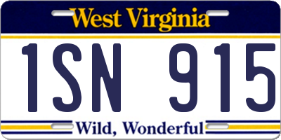 WV license plate 1SN915