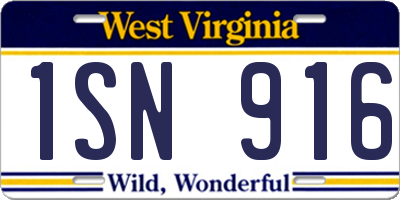 WV license plate 1SN916