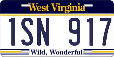 WV license plate 1SN917