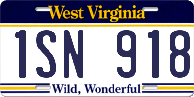 WV license plate 1SN918