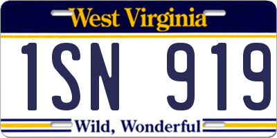 WV license plate 1SN919
