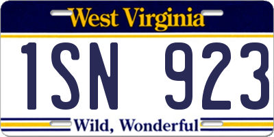WV license plate 1SN923