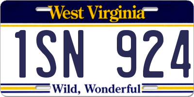 WV license plate 1SN924