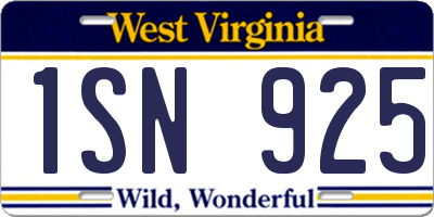 WV license plate 1SN925