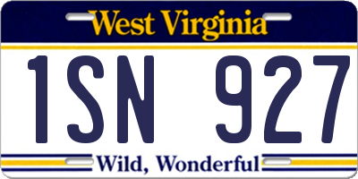 WV license plate 1SN927