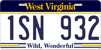 WV license plate 1SN932