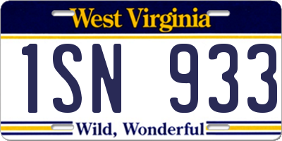 WV license plate 1SN933