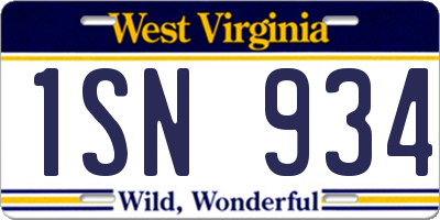 WV license plate 1SN934