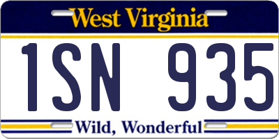 WV license plate 1SN935