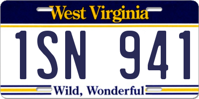 WV license plate 1SN941