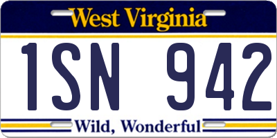 WV license plate 1SN942