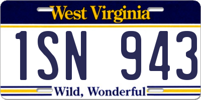 WV license plate 1SN943