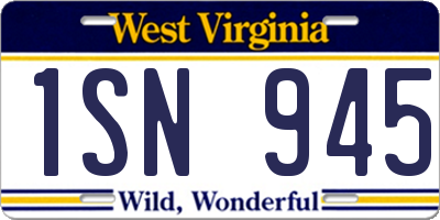 WV license plate 1SN945
