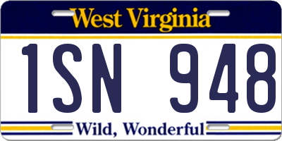 WV license plate 1SN948