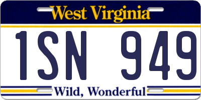 WV license plate 1SN949