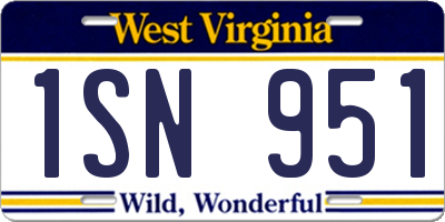 WV license plate 1SN951