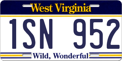WV license plate 1SN952