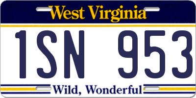 WV license plate 1SN953