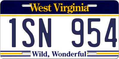 WV license plate 1SN954