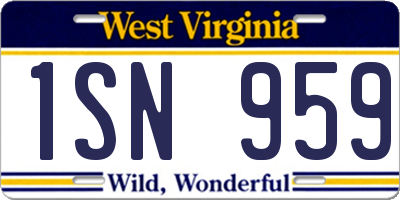 WV license plate 1SN959