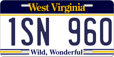 WV license plate 1SN960
