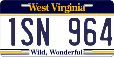 WV license plate 1SN964