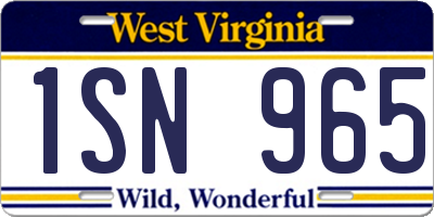 WV license plate 1SN965