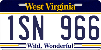 WV license plate 1SN966