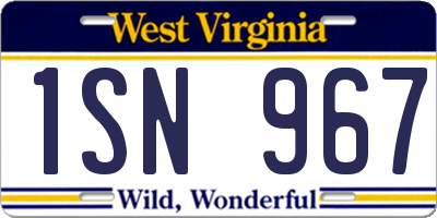 WV license plate 1SN967