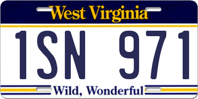 WV license plate 1SN971