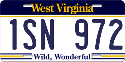 WV license plate 1SN972