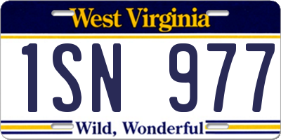 WV license plate 1SN977
