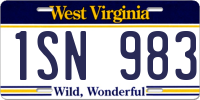 WV license plate 1SN983