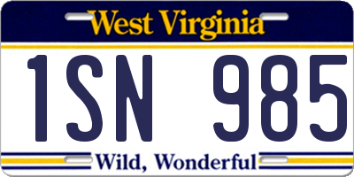 WV license plate 1SN985