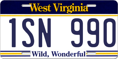 WV license plate 1SN990