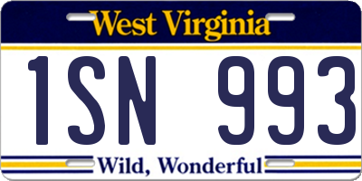 WV license plate 1SN993