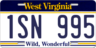 WV license plate 1SN995