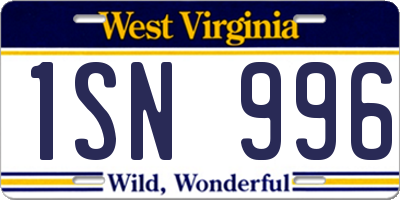 WV license plate 1SN996