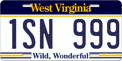 WV license plate 1SN999