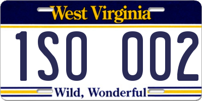 WV license plate 1SO002