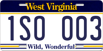 WV license plate 1SO003