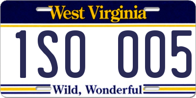 WV license plate 1SO005