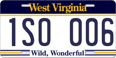 WV license plate 1SO006