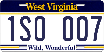 WV license plate 1SO007
